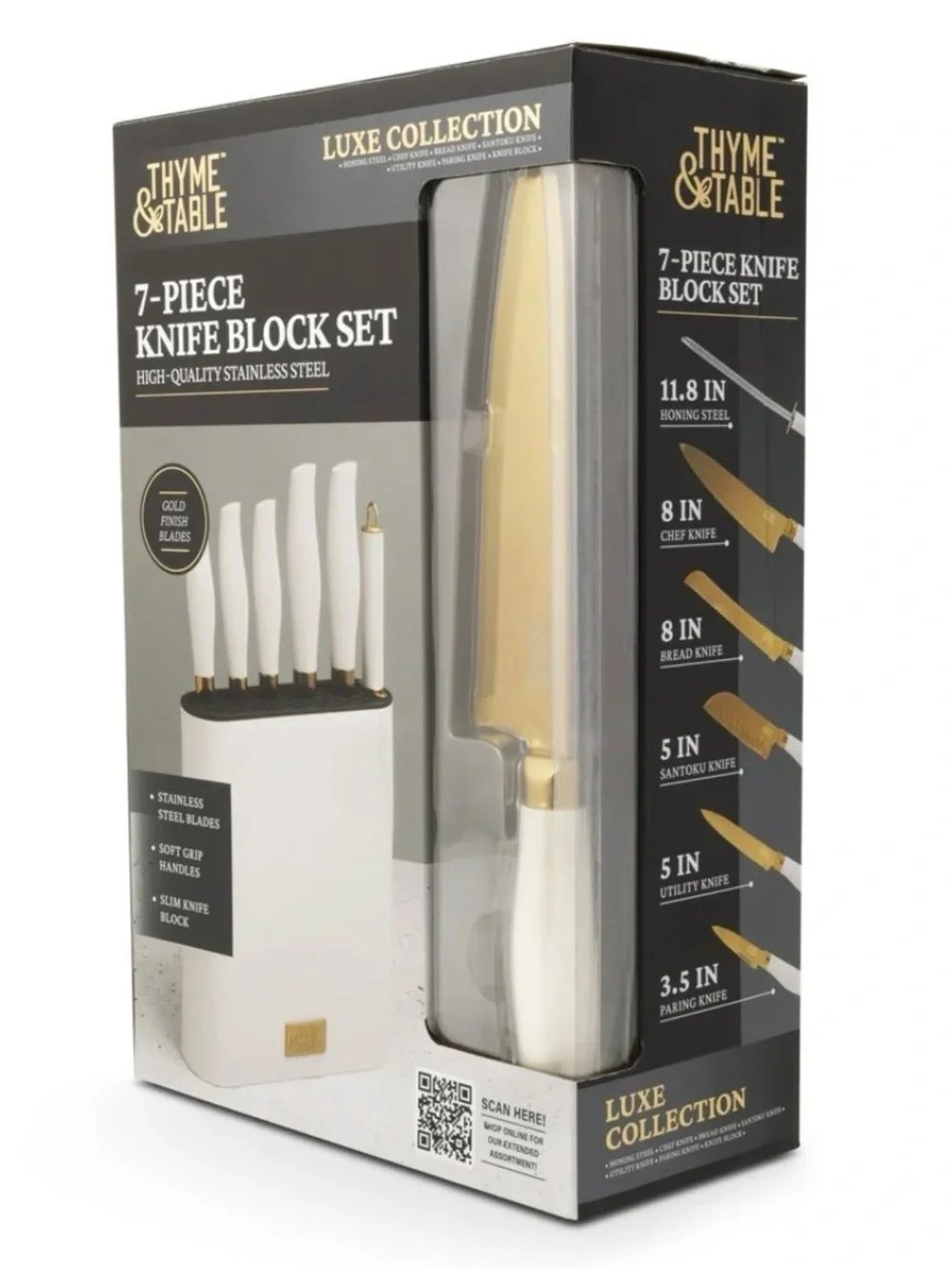 Thyme & Table✨⭐️💛🤍💚Luxe Collection 7-Piece Knife Block Set - Mint Color